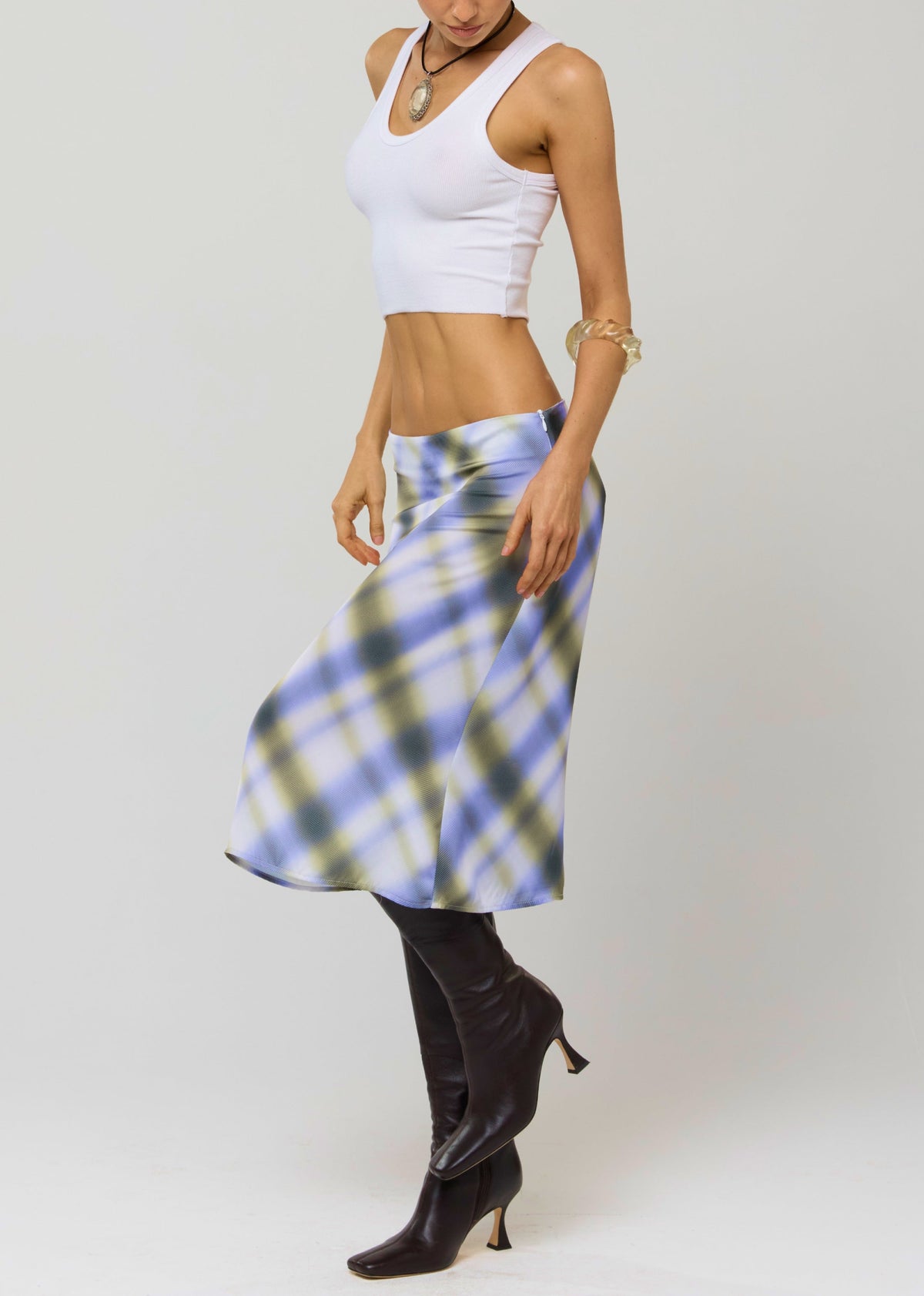 This is an image of Rachel Skirt in Blur - RESA featuring a model wearing the dress
