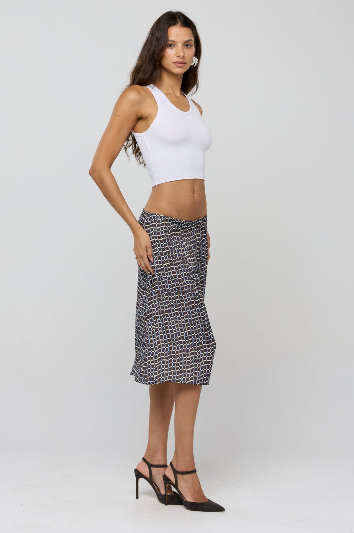 This is an image of Rachel Skirt in Tide - RESA featuring a model wearing the dress