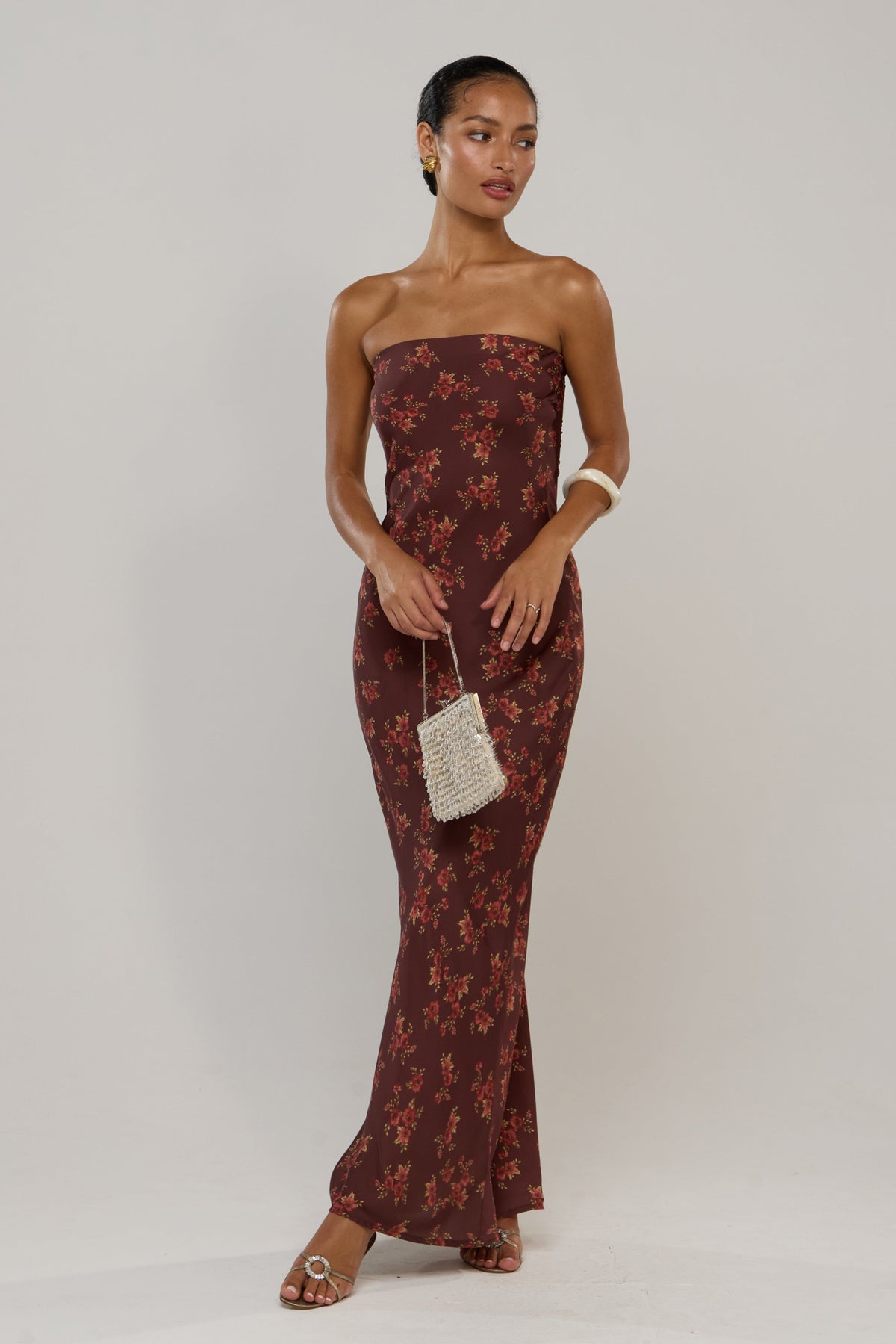 This is an image of Raylene in Mulberry - RESA featuring a model wearing the dress