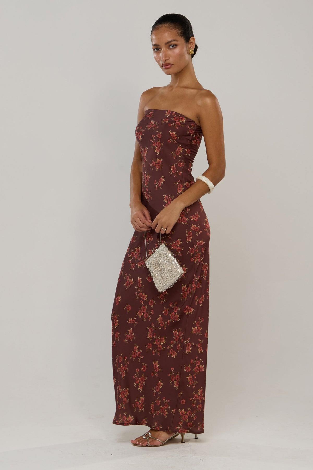 This is an image of Raylene in Mulberry - RESA featuring a model wearing the dress
