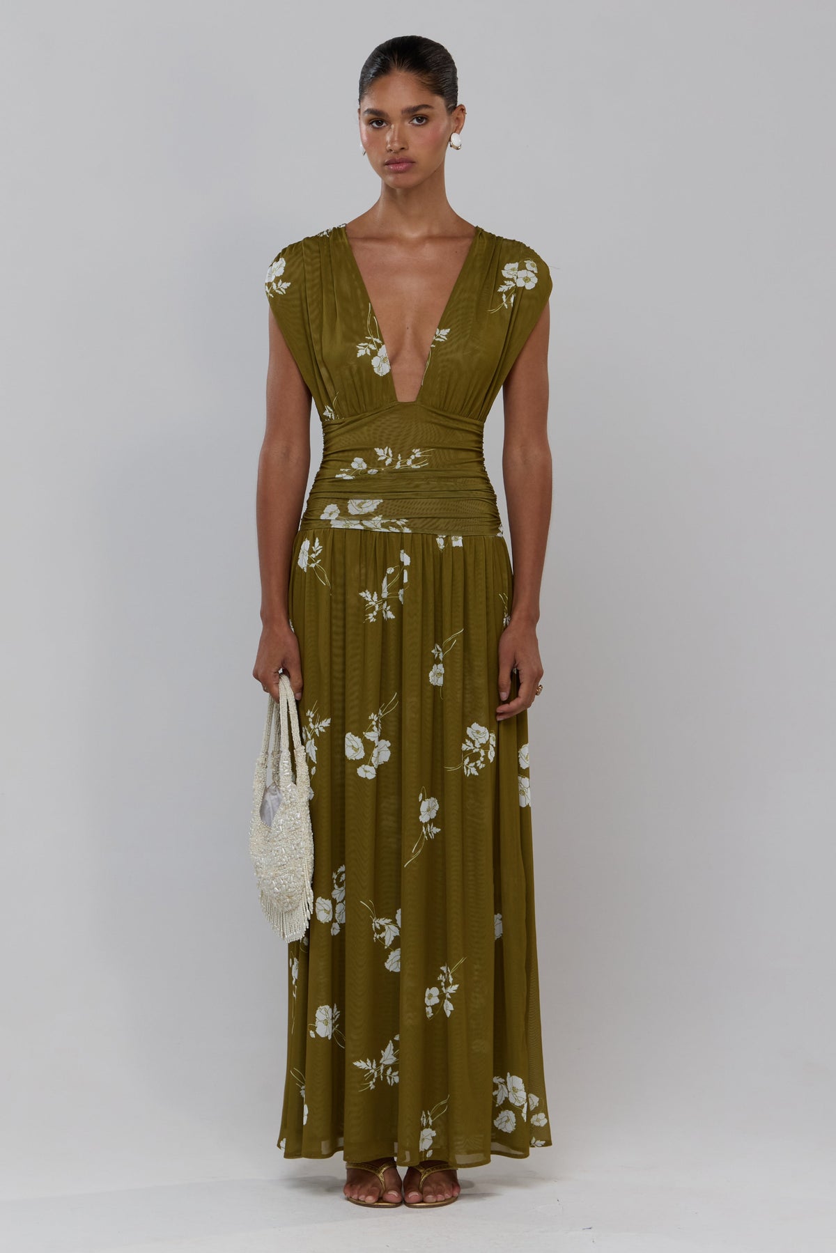 This is an image of Robbie in Moss - RESA featuring a model wearing the dress