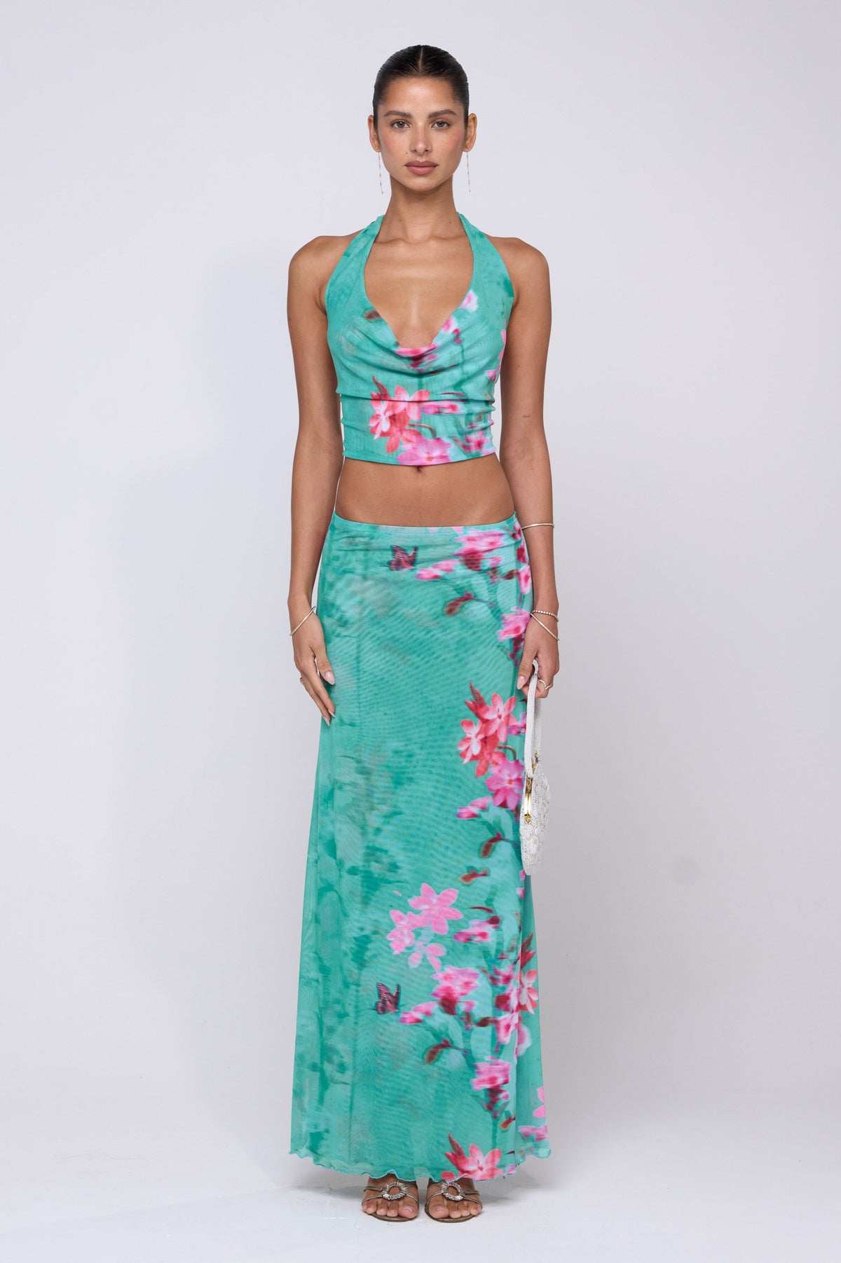 This is an image of Sarah Skirt in Clearwater - RESA featuring a model wearing the dress