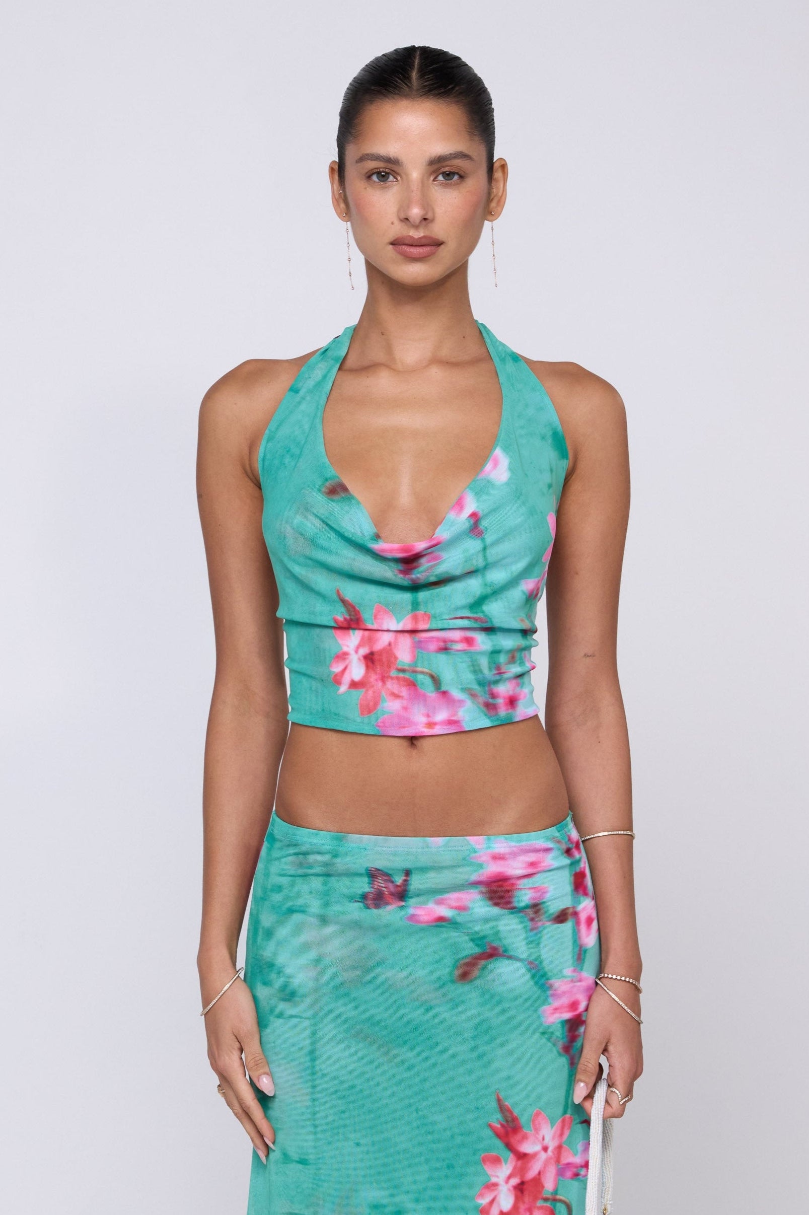 This is an image of Sarah Skirt in Clearwater - RESA featuring a model wearing the dress