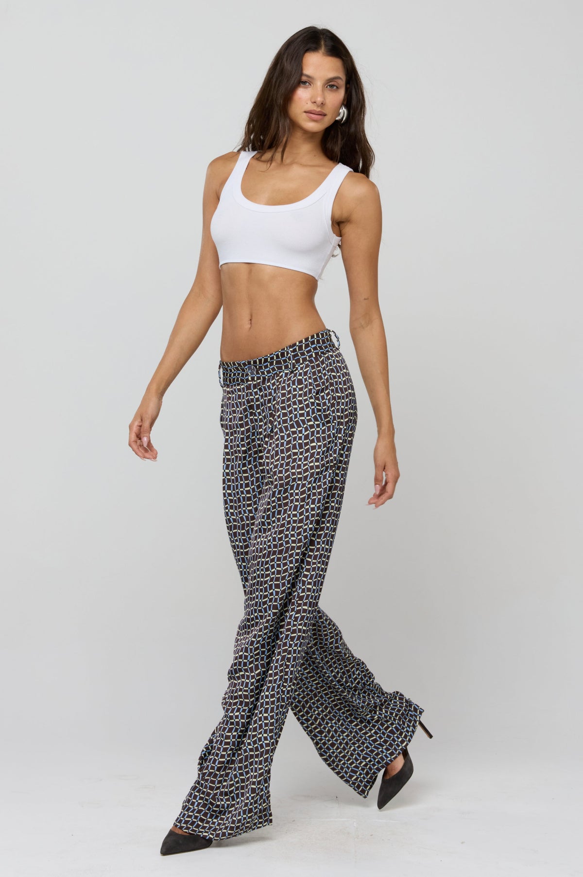 This is an image of Sasha Trouser in Tide - RESA featuring a model wearing the dress