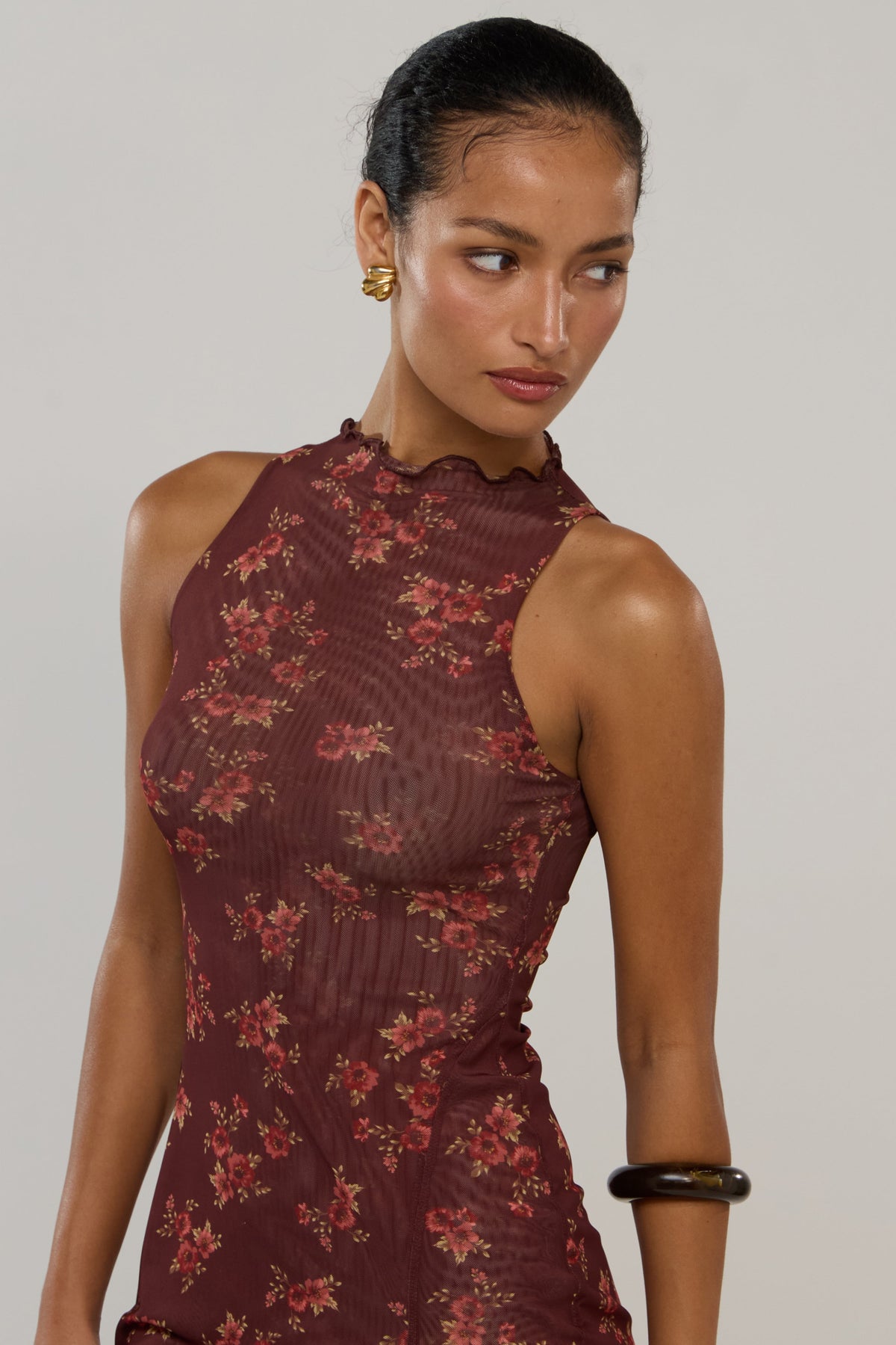 This is an image of Savannah in Mulberry - RESA featuring a model wearing the dress