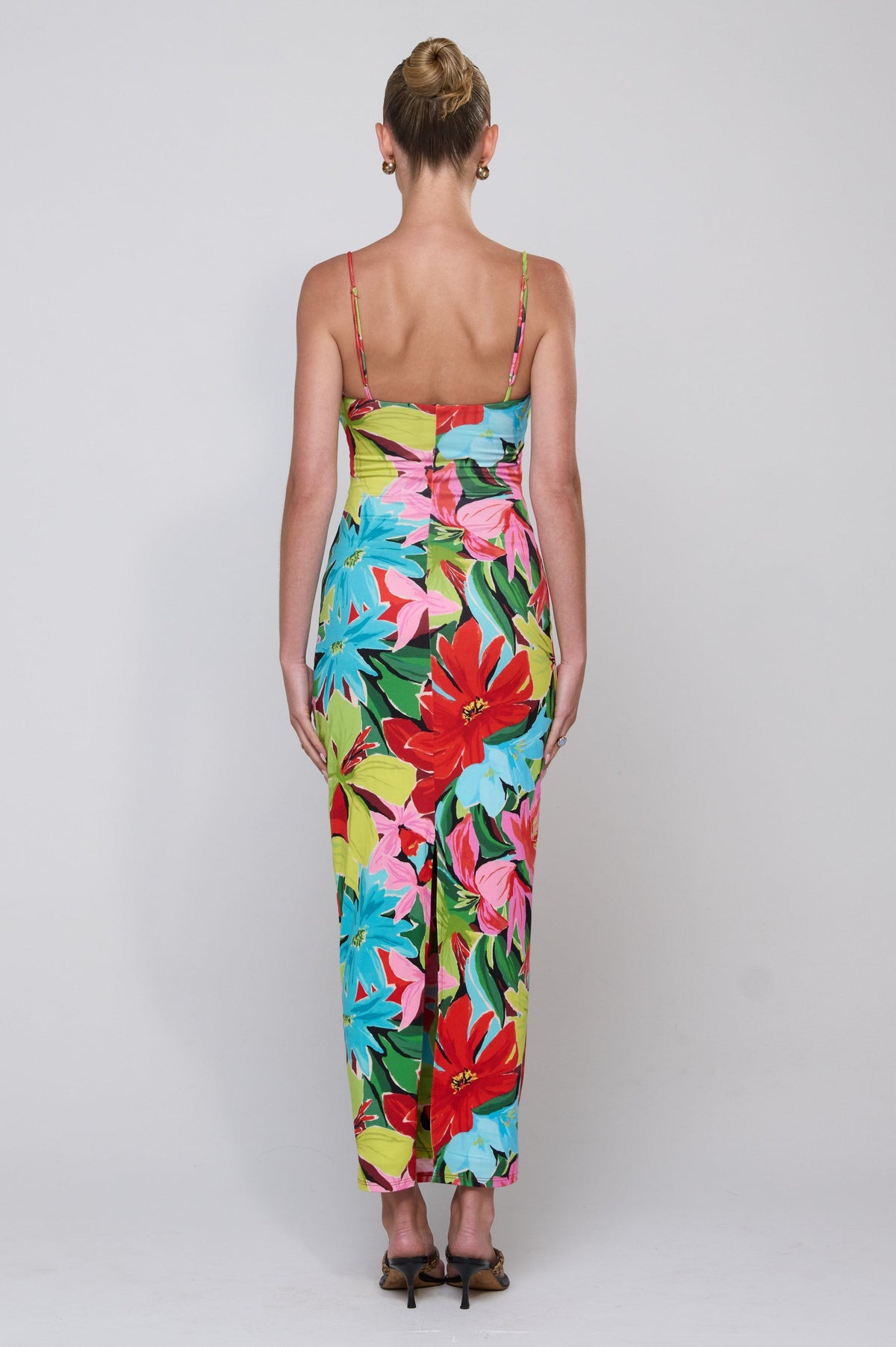 This is an image of Summer Midi in Tropicana - RESA featuring a model wearing the dress