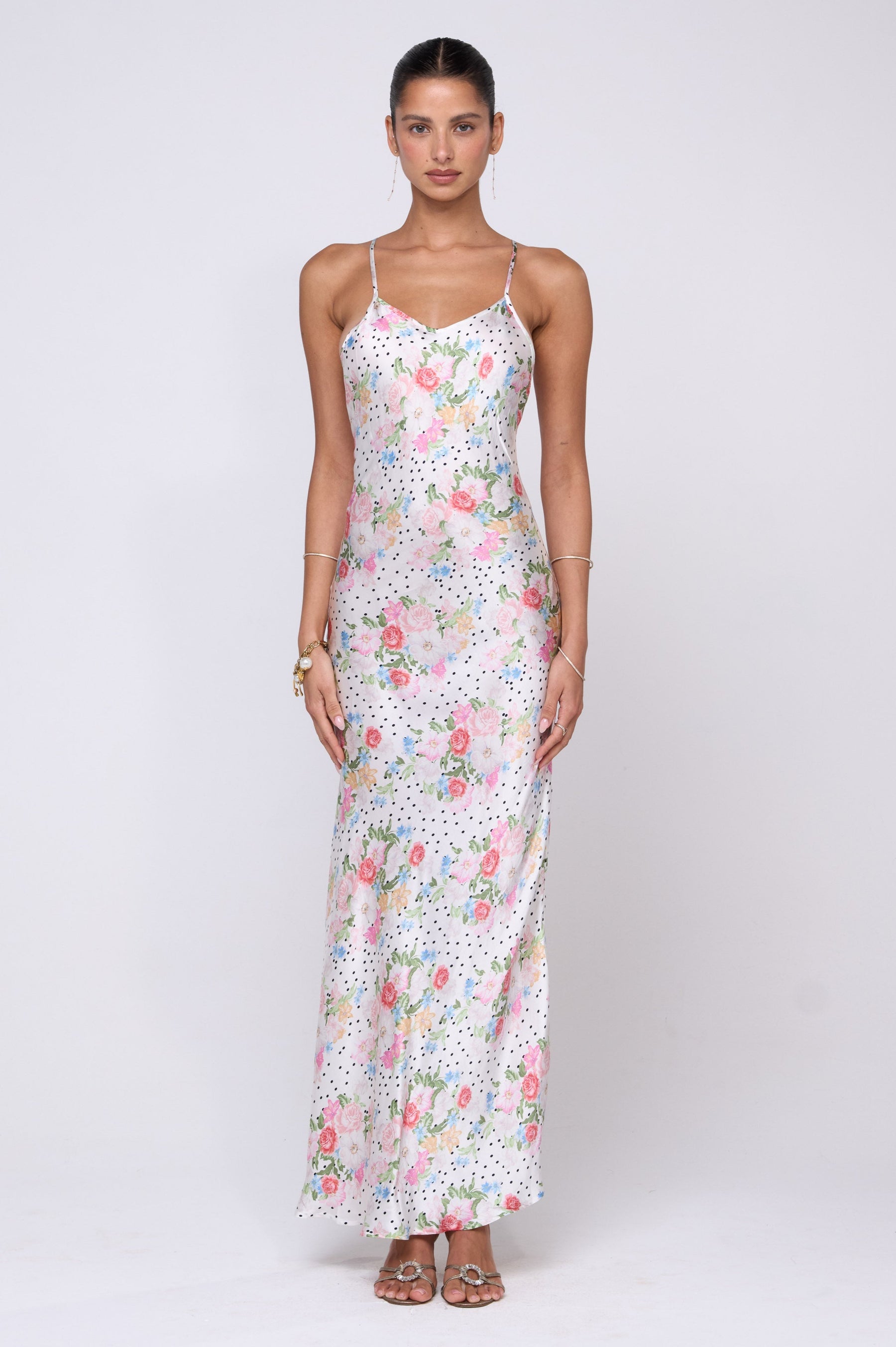 This is an image of Vida Dress in Pois - RESA featuring a model wearing the dress