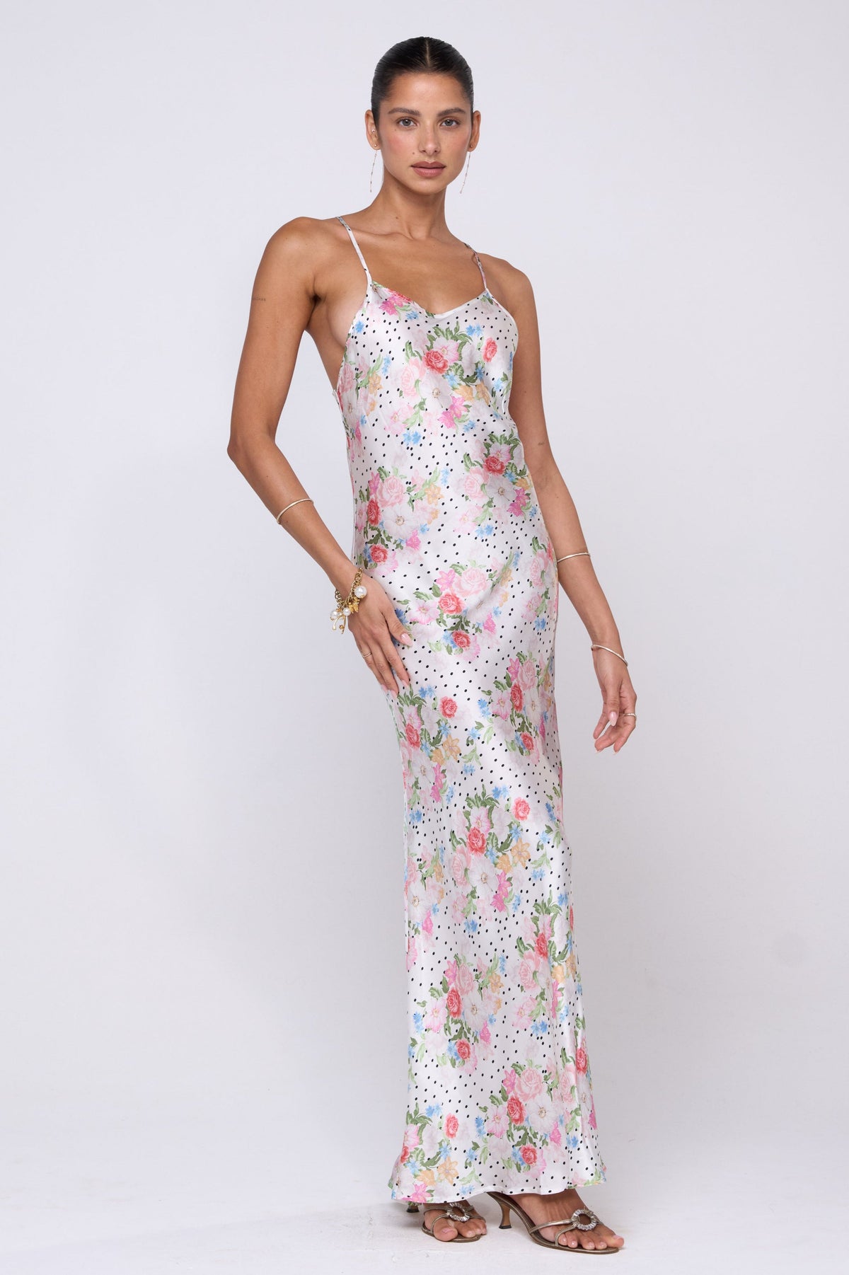 This is an image of Vida Dress in Pois - RESA featuring a model wearing the dress