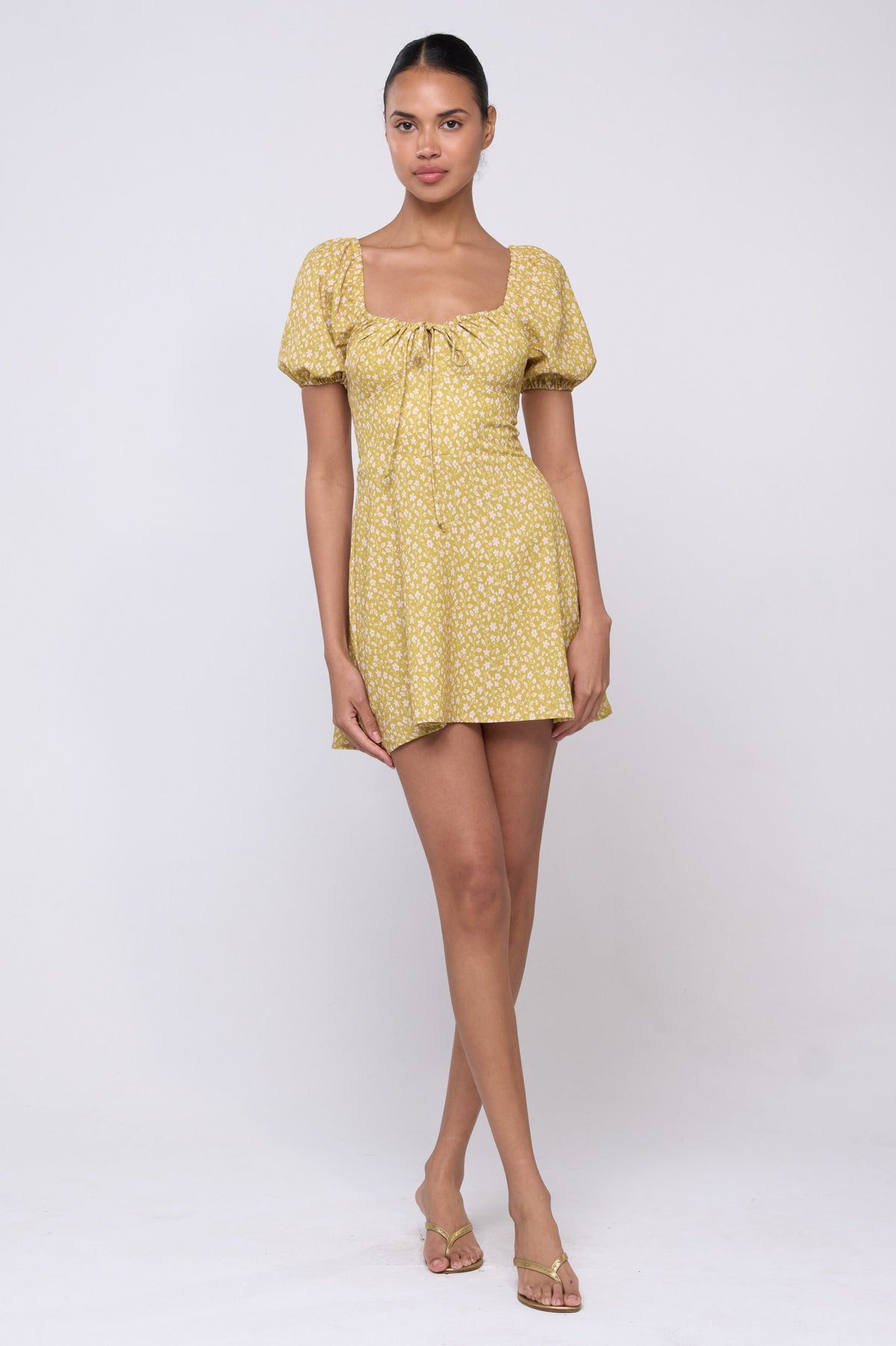 This is an image of Winnie Dress in Newport - Archive - RESA featuring a model wearing the dress