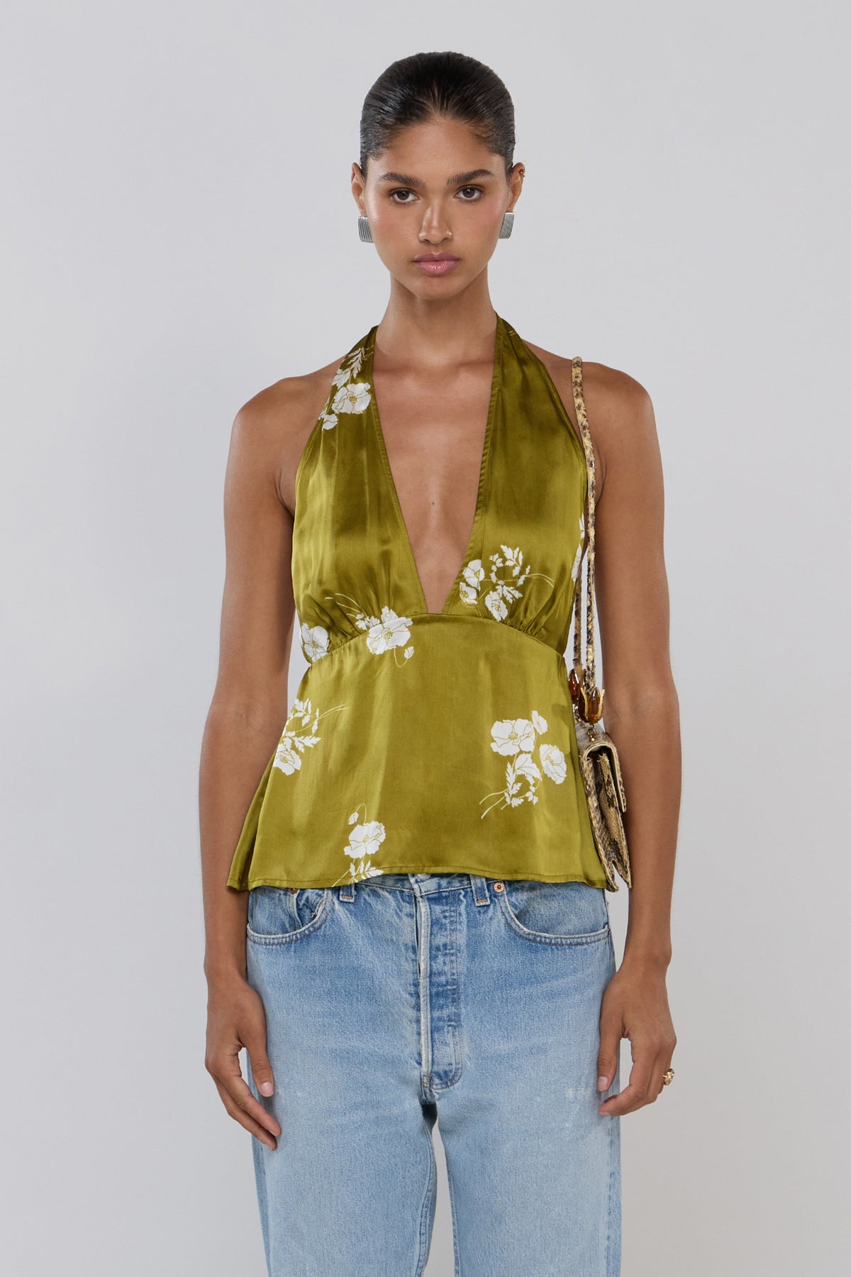 This is an image of Yume in Moss - RESA featuring a model wearing the dress