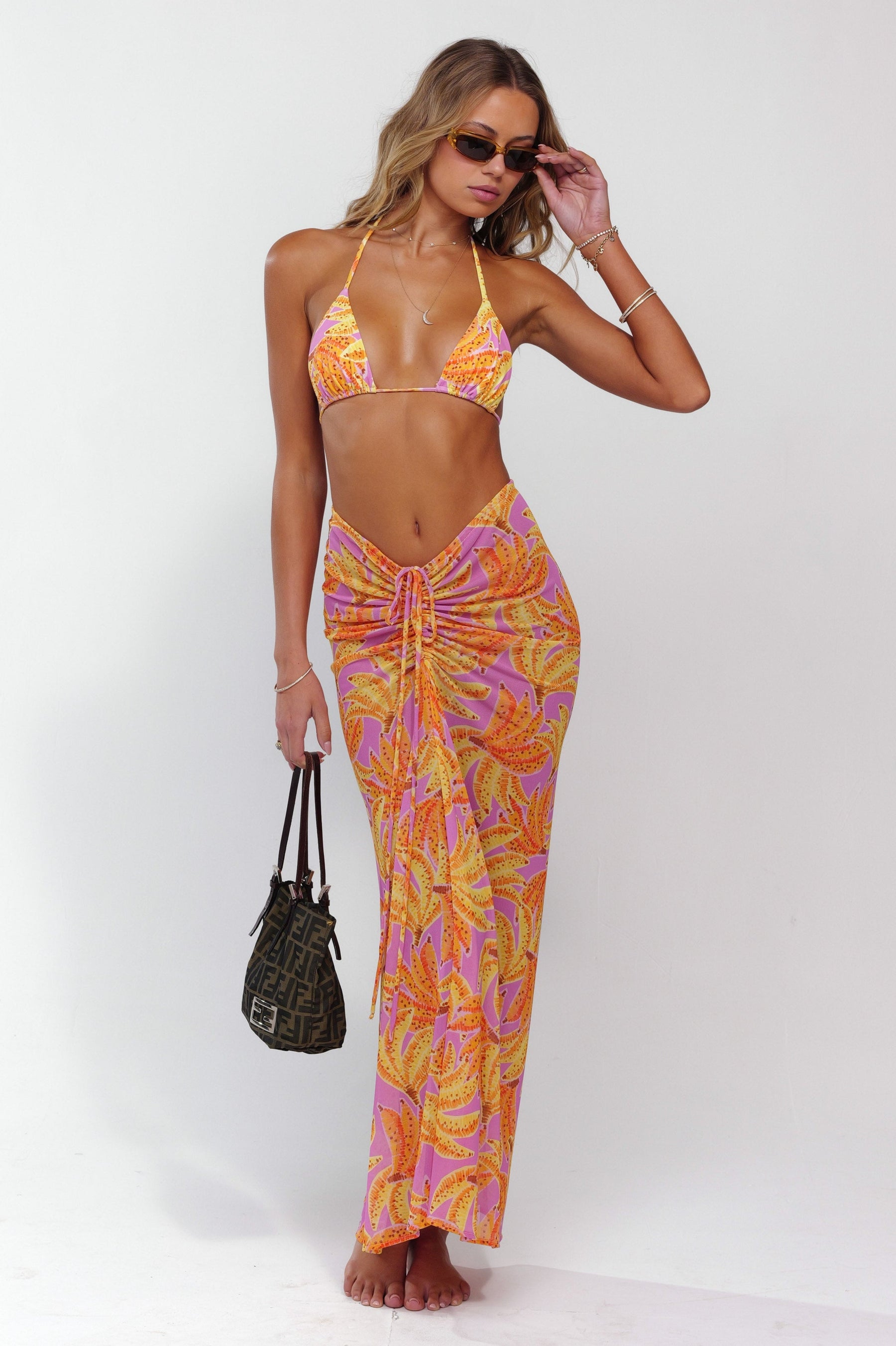 This is an image of Ziggy Mesh Skirt in Chiquita - RESA featuring a model wearing the dress