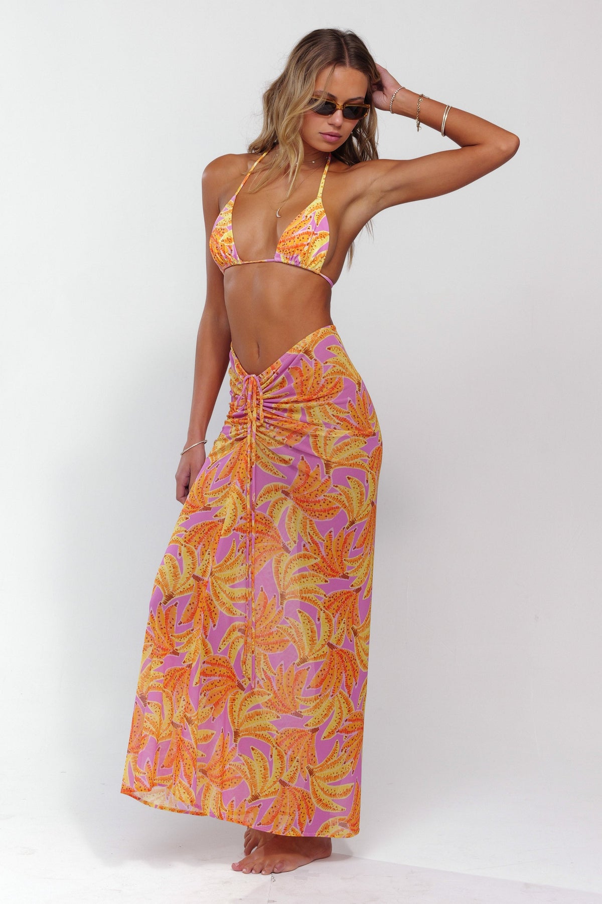 This is an image of Ziggy Mesh Skirt in Chiquita - RESA featuring a model wearing the dress
