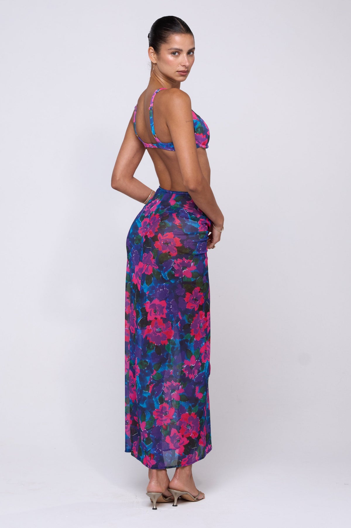This is an image of Ziggy Mesh Skirt in Lanai - RESA featuring a model wearing the dress