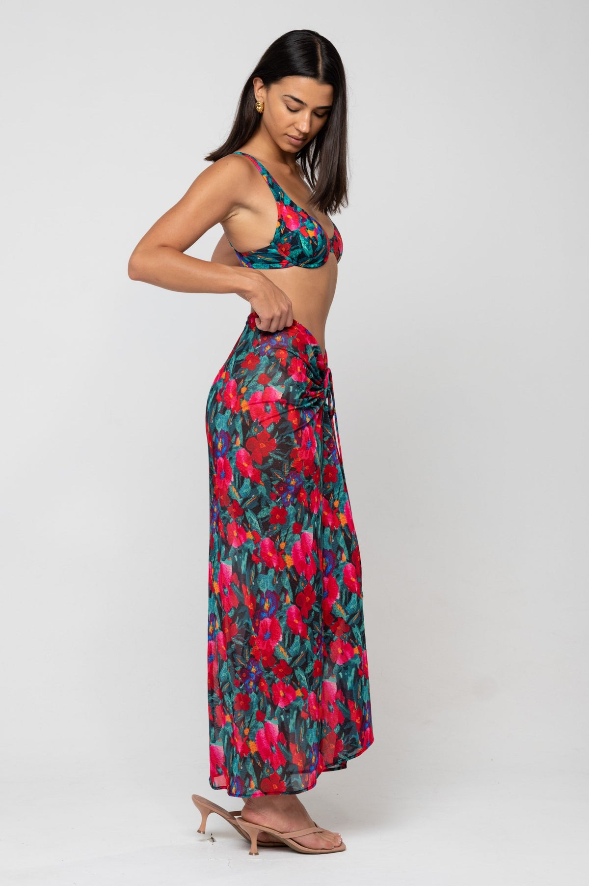 This is an image of Ziggy Mesh Skirt in Resort - RESA featuring a model wearing the dress