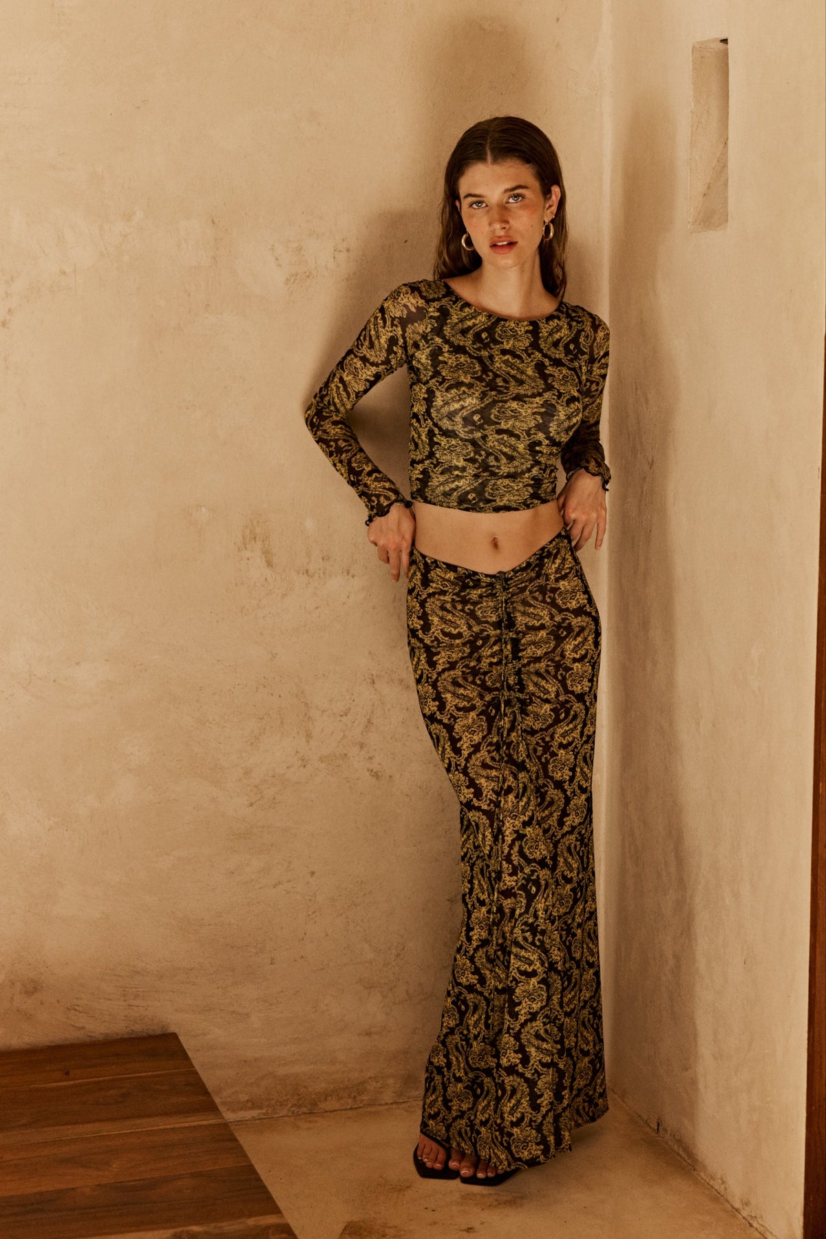 This is an image of Ziggy Mesh Skirt in Sorrento - RESA featuring a model wearing the dress