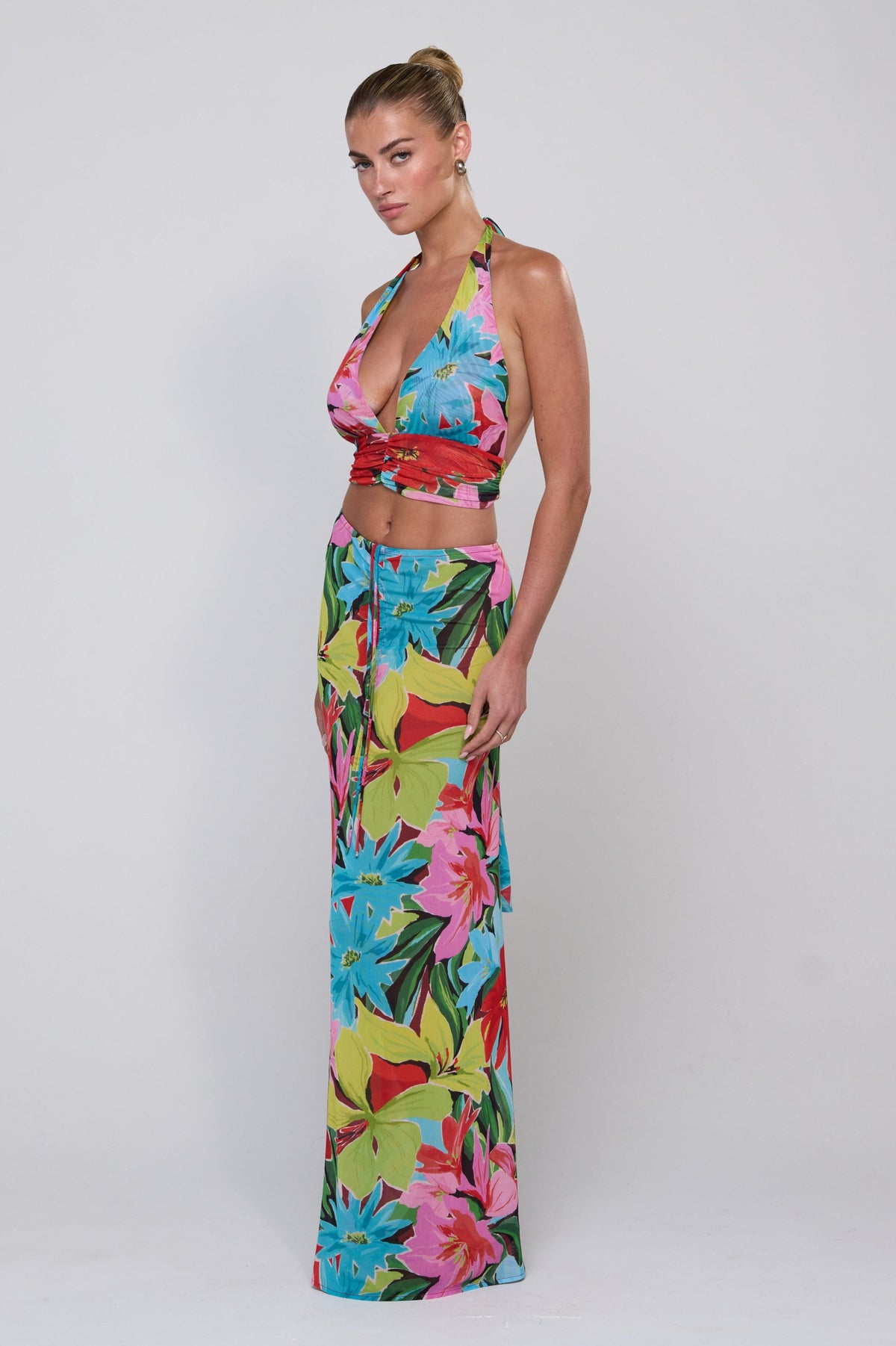 This is an image of Ziggy Mesh Skirt in Tropicana - RESA featuring a model wearing the dress