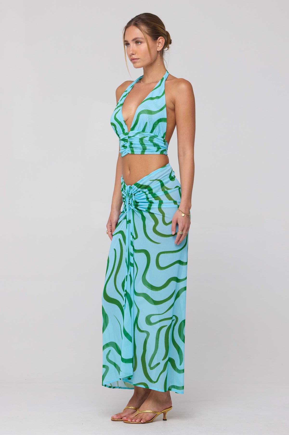 This is an image of Ziggy Skirt in Milos - RESA featuring a model wearing the dress