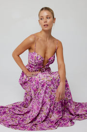 This is an image of Gabi Maxi in Lilac - RESA featuring a model wearing the dress