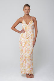 This is an image of Grace Dress in Gardenia - RESA featuring a model wearing the dress