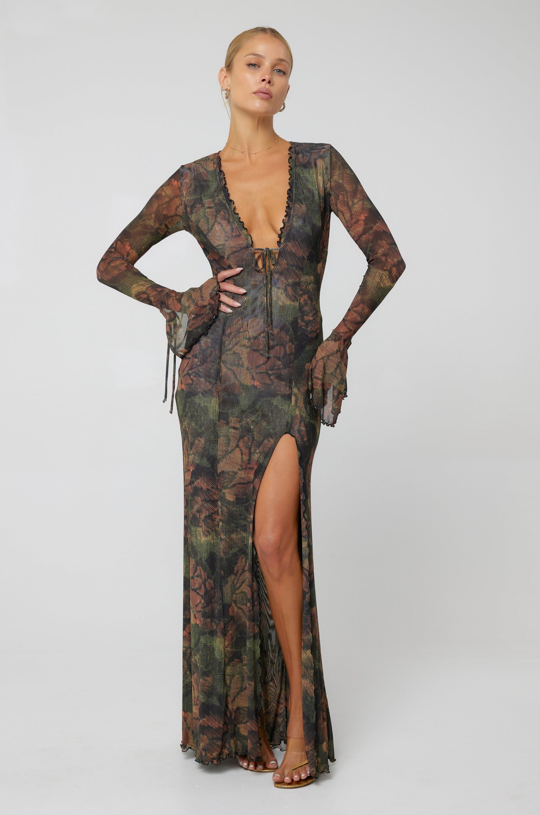 This is an image of Lennon Maxi Dress in Autumn - RESA featuring a model wearing the dress