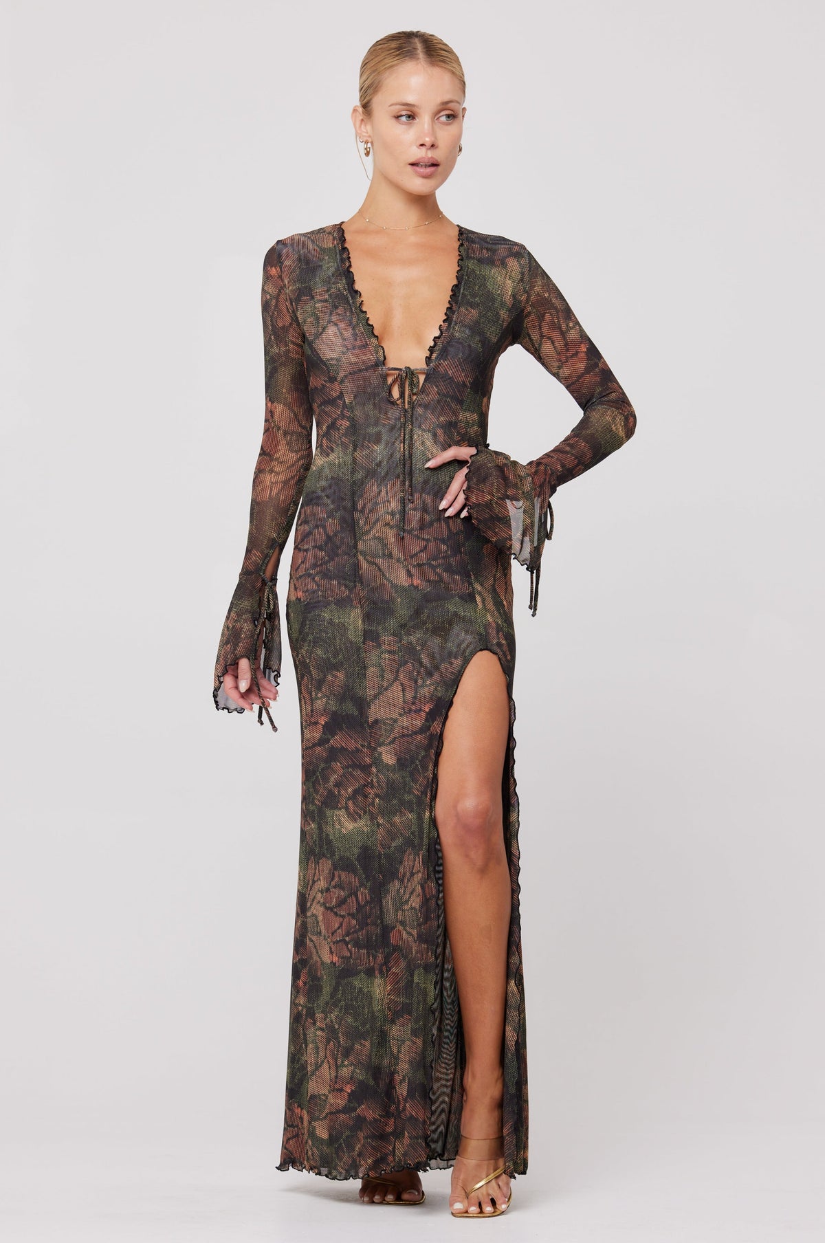 This is an image of Lennon Maxi Dress in Autumn - RESA featuring a model wearing the dress