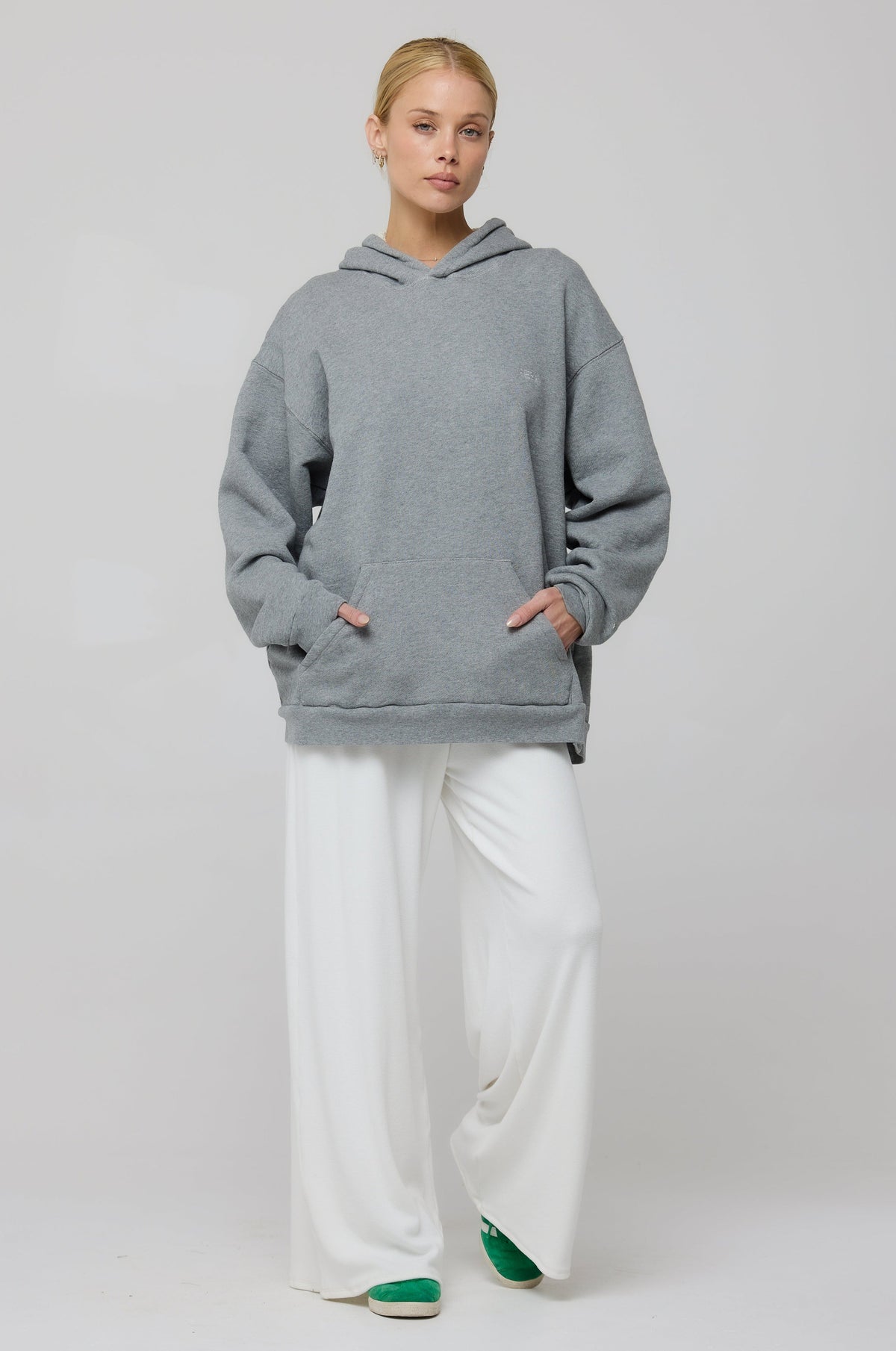 This is an image of Leo Hoodie in Grey - RESA featuring a model wearing the dress