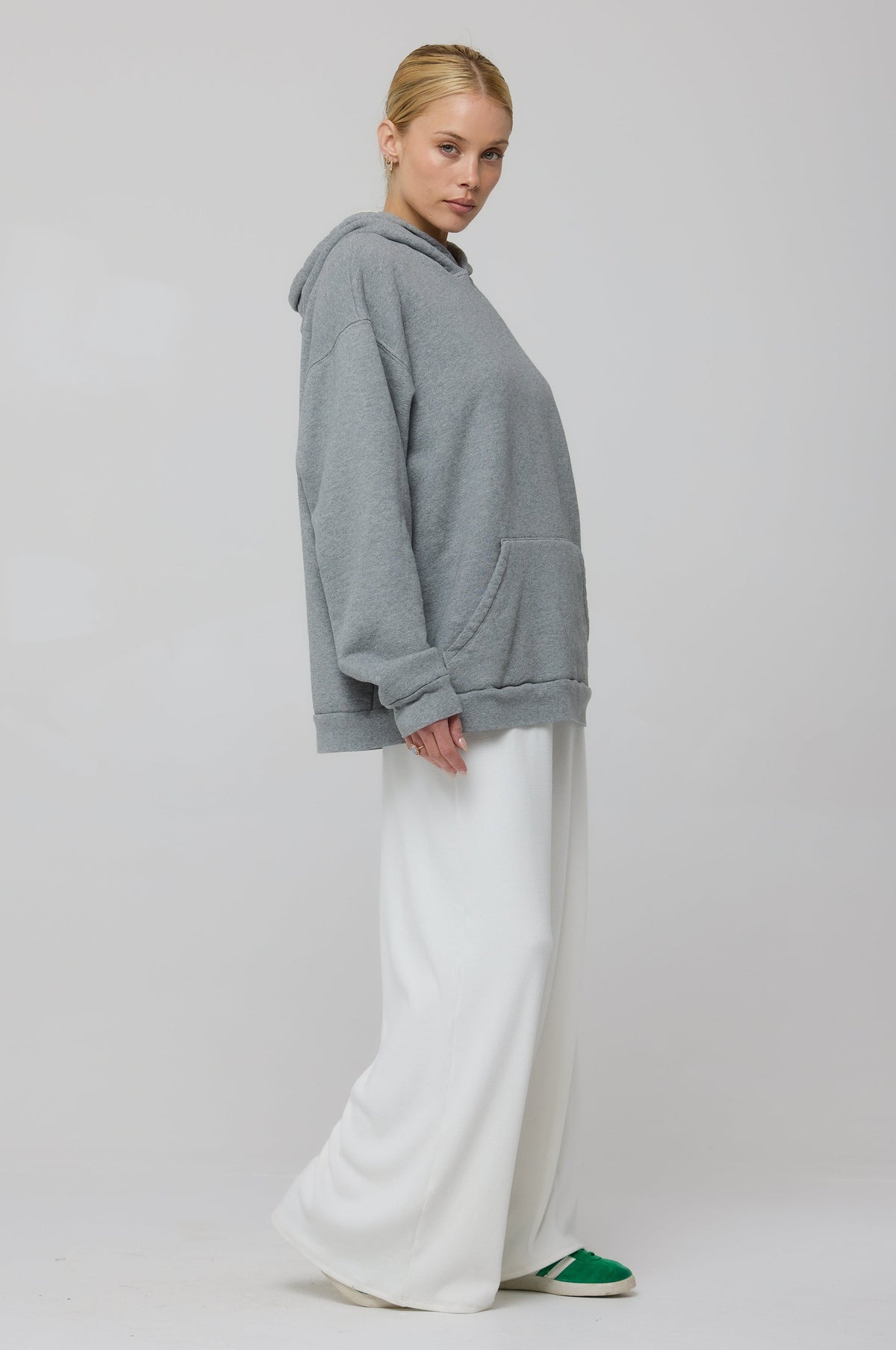 This is an image of Leo Hoodie in Grey - RESA featuring a model wearing the dress