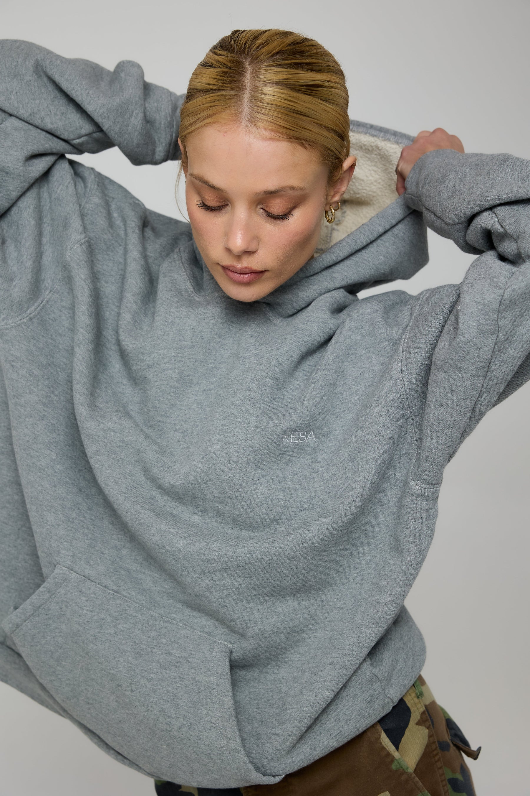 This is an image of Leo Hoodie in Grey - RESA featuring a model wearing the dress