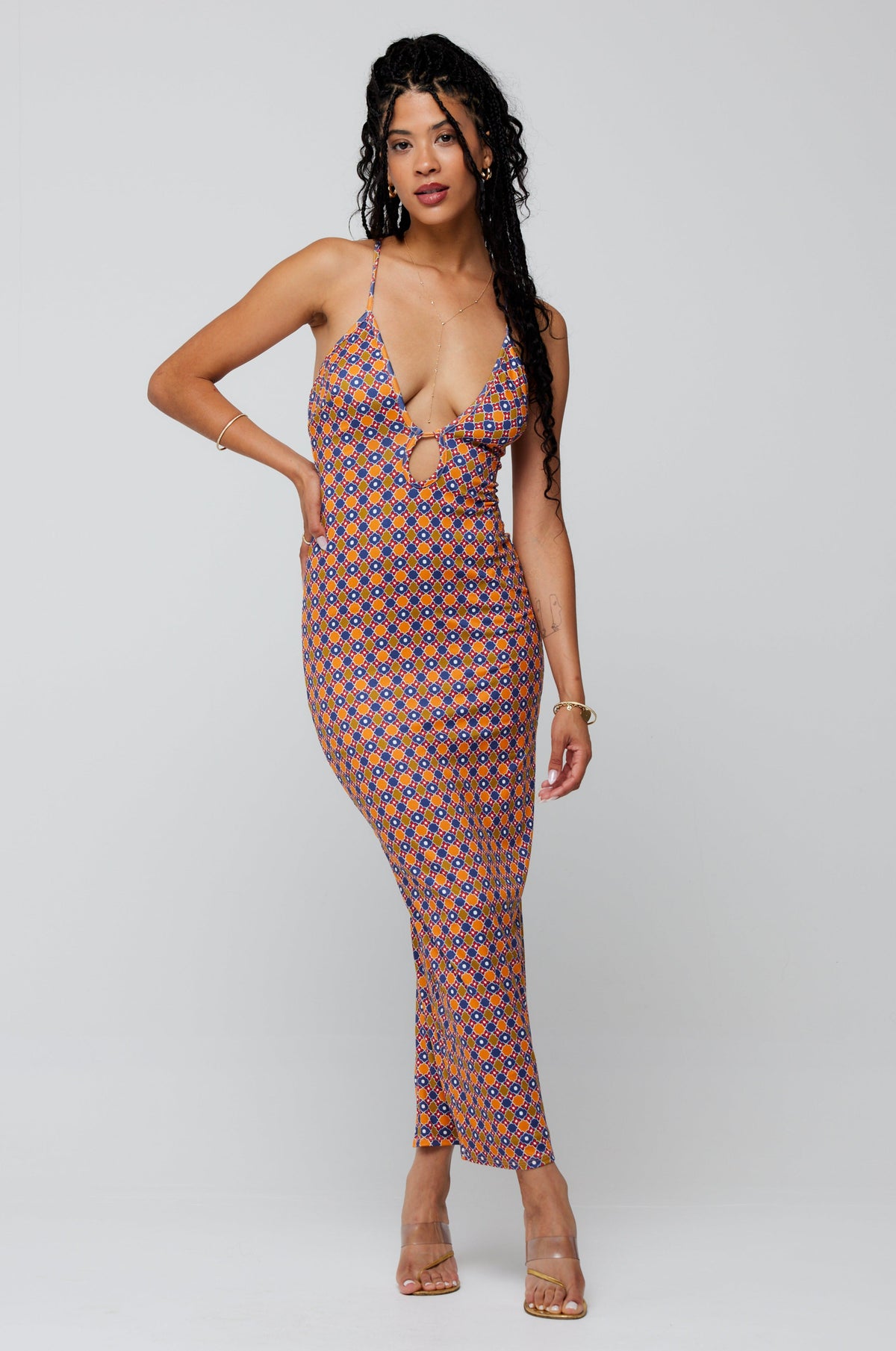 This is an image of Sophia Midi in Cortez - RESA featuring a model wearing the dress